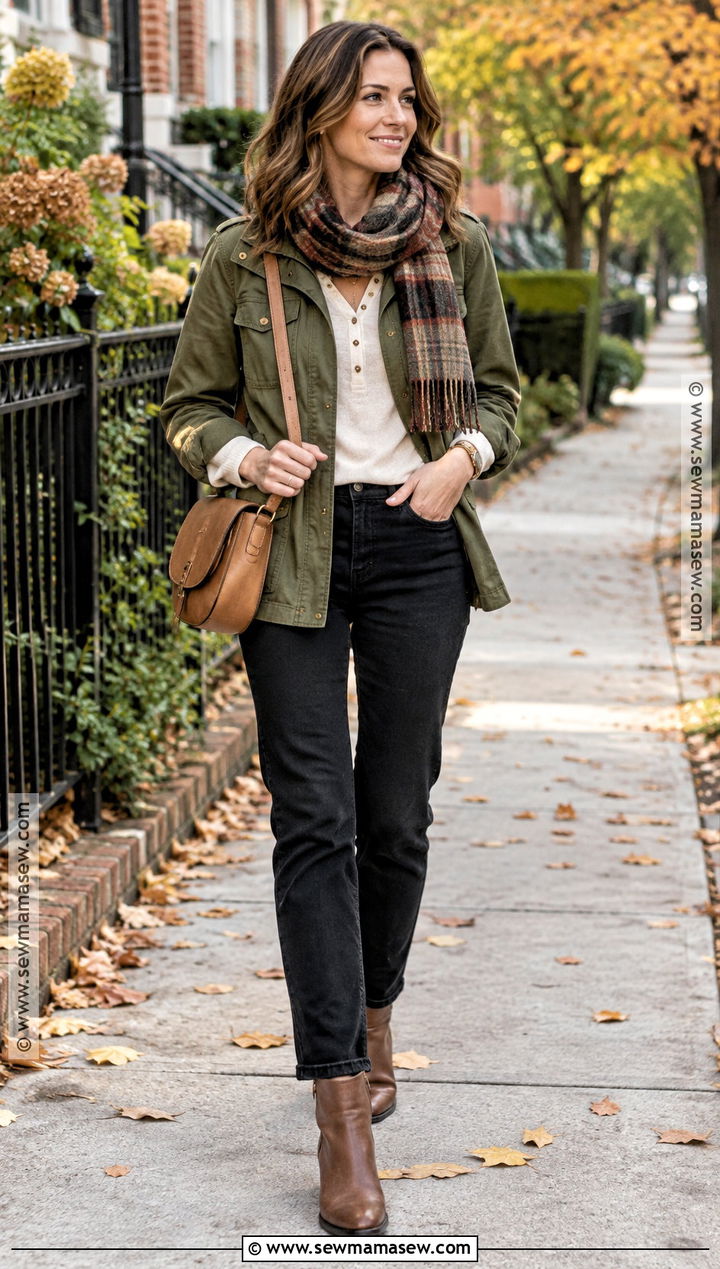 Casual Autumn Utility Jacket And Black Jeans Outfit - 25 outfit ideas autumn casual
