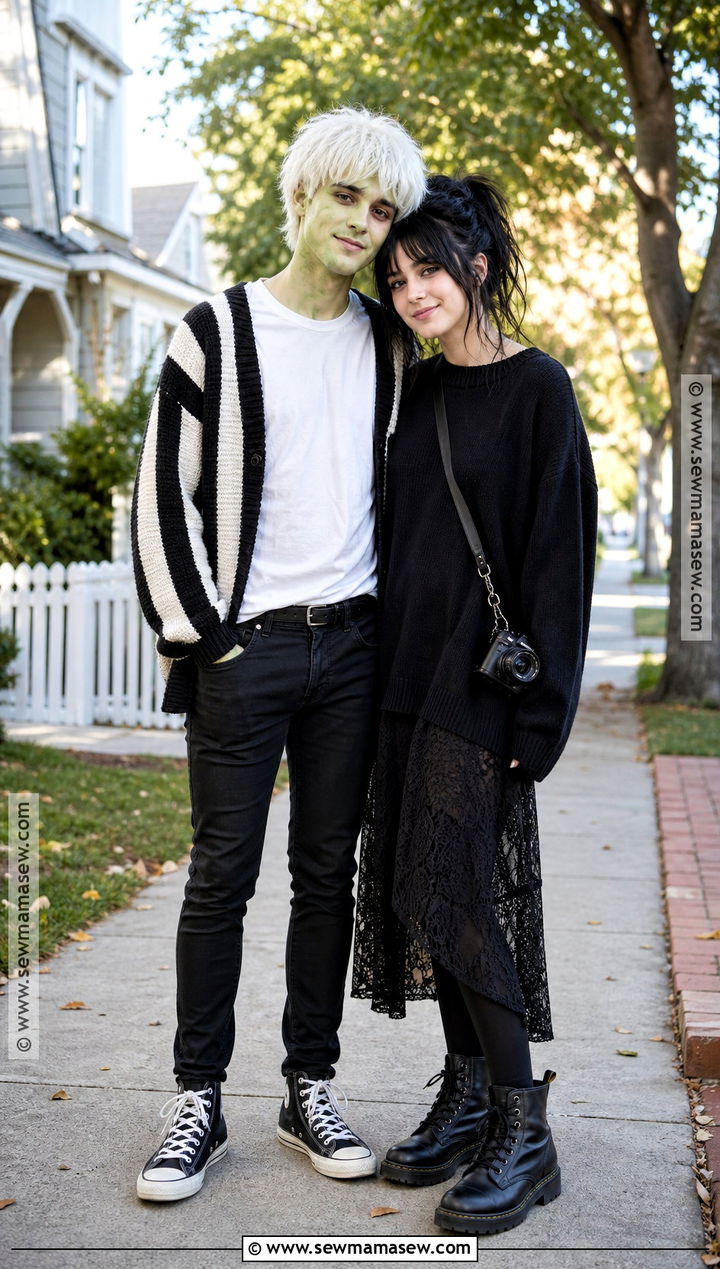 Casual Beetlejuice And Lydia Costume - 30 beetlejuice couple costume ideas