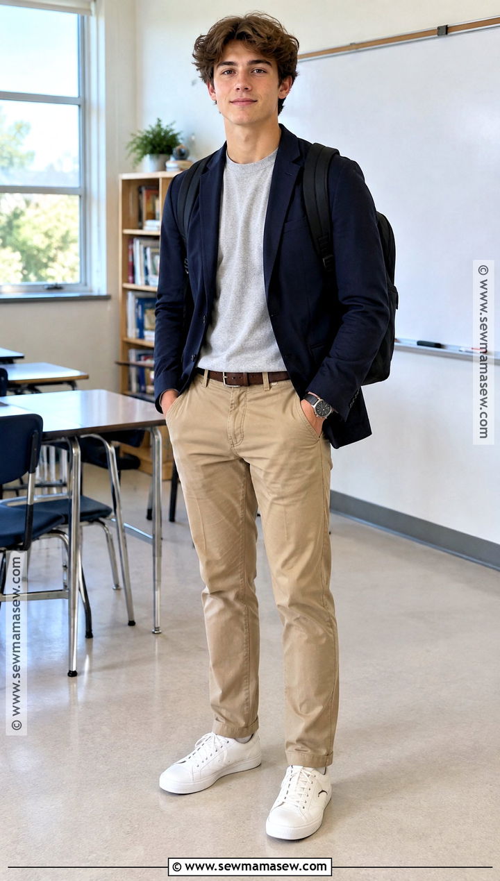 Casual Blazer And Trousers Outfit For High School Boys - 20 Back To School Outfits Boys High School