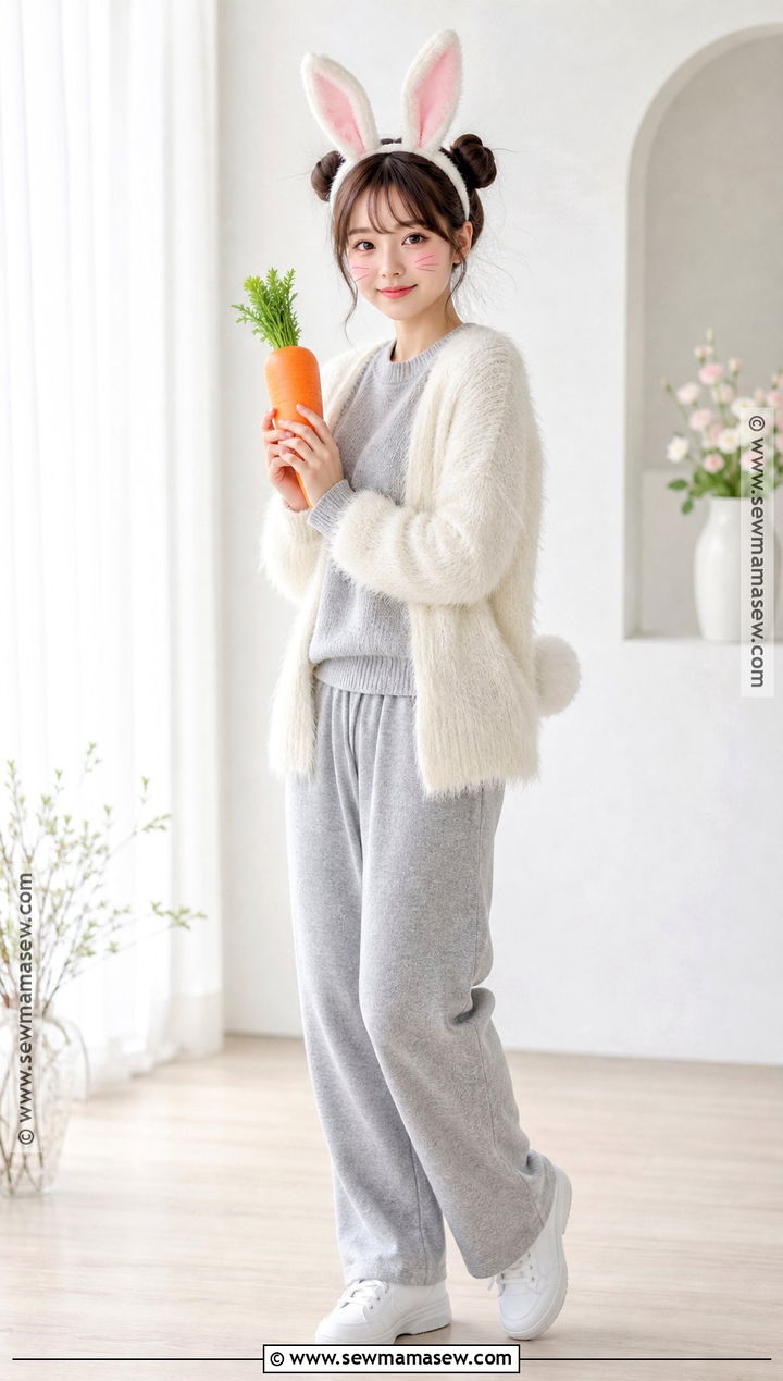 Casual Bunny Costume With Cardigan - 35 casual halloween costumes