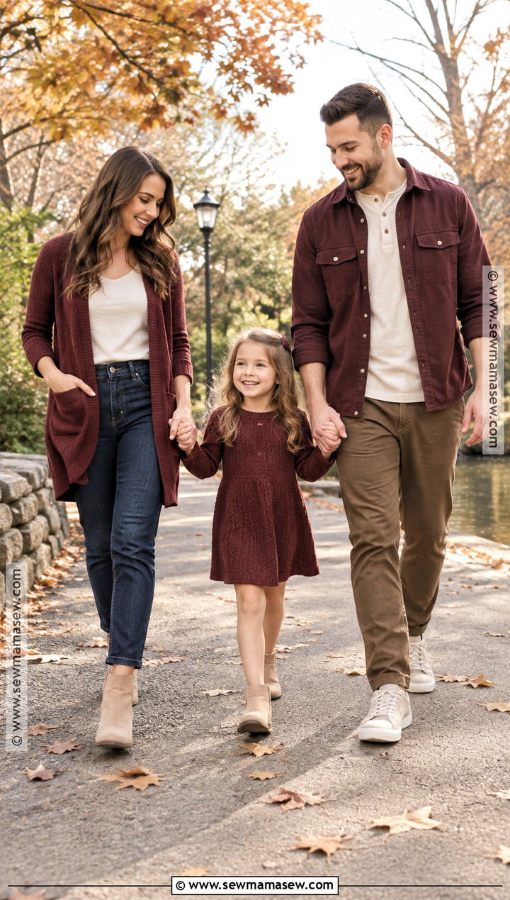 Casual Burgundy Family Picture Outfit - 20 fall family pictures outfits burgundy