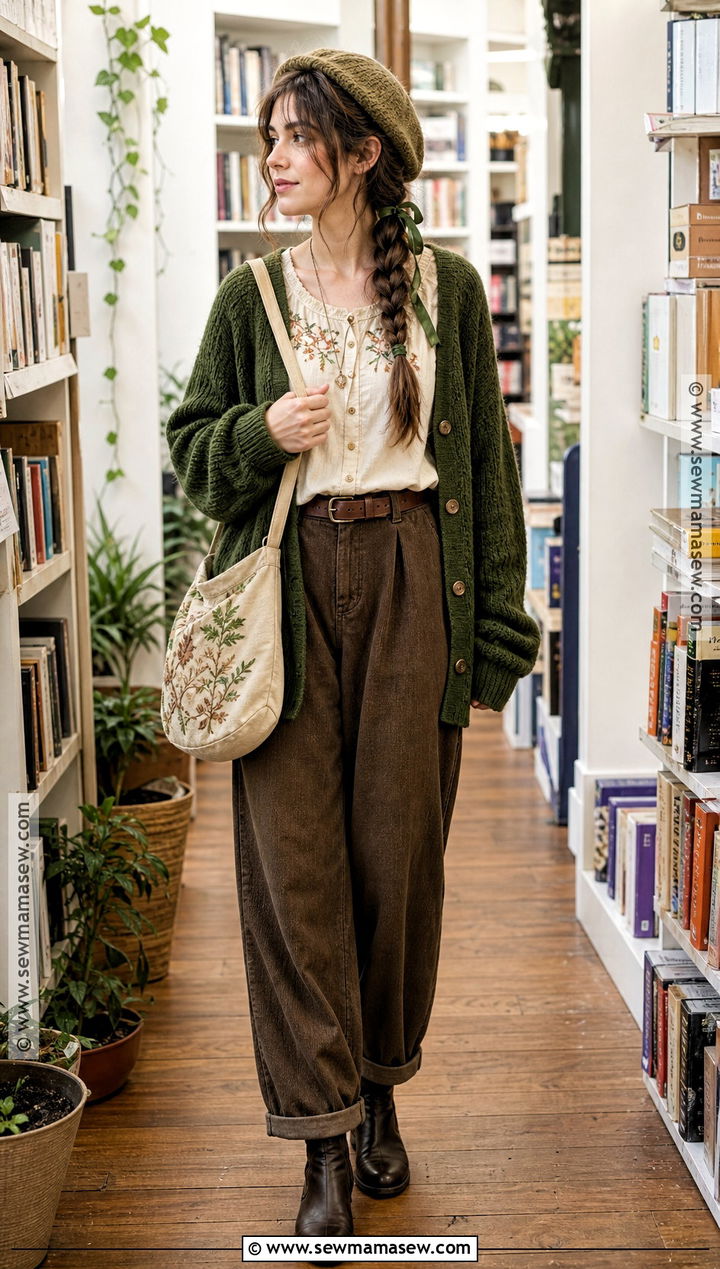 Casual Cottagecore Witch Outfit With Cardigan - 30 cottagecore witch outfit ideas