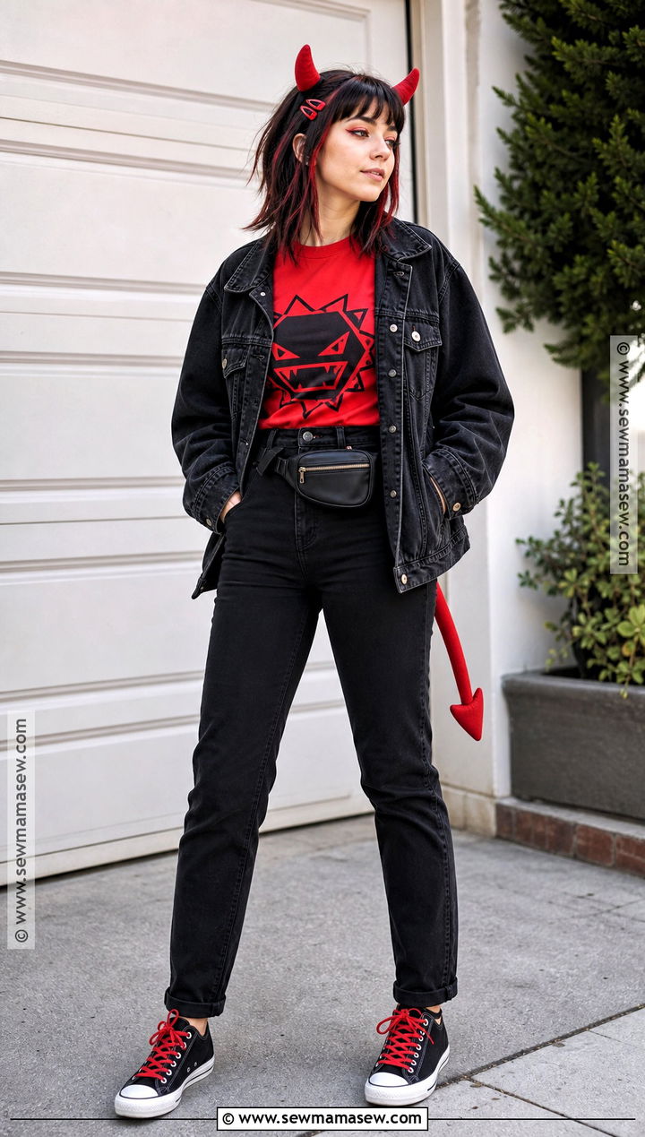 Casual Demon Outfit With Graphic Tee - 30 demon outfit ideas