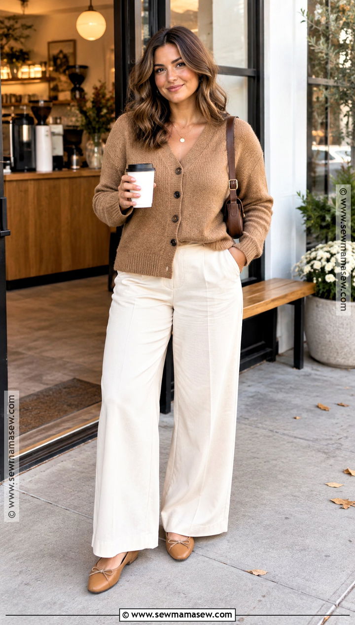 Casual Fall Cardigan and Wide Leg Pants Outfit - 15 Casual Fall Fashion Essentials