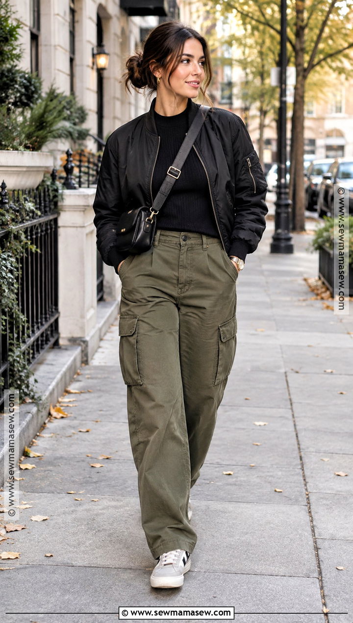 Casual Fall Cargo Pants And Fitted Sweater Outfit - 30 casual fall outfits