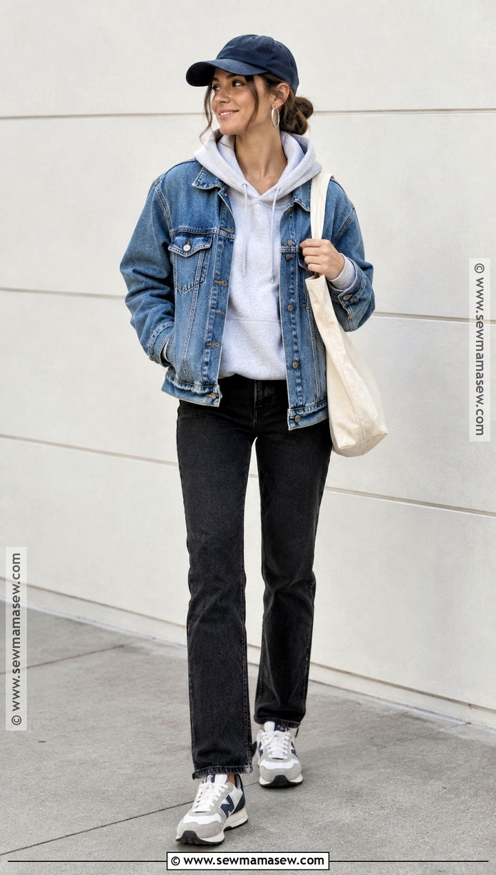 Casual Fall Denim Jacket And Hoodie Outfit - 15 Casual Fall Fashion Collage Ideas