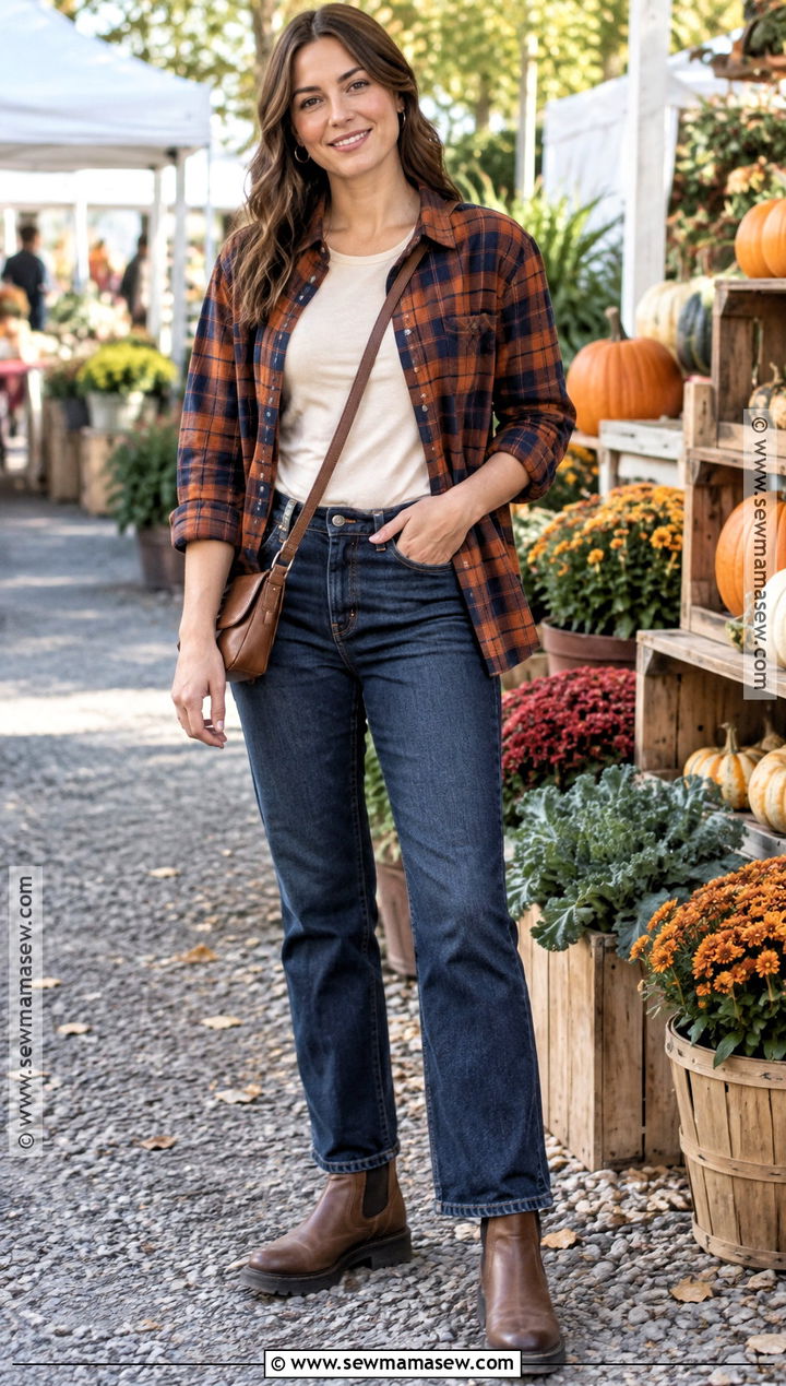 Casual Fall Flannel Shirt And Jeans Outfit - 15 Casual Fall Clothing Collection Ideas