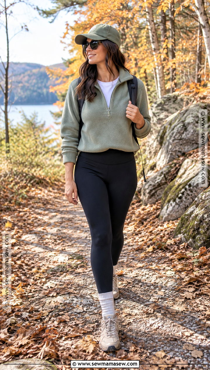 Casual Fall Hiking Outfit With A Half Zip Fleece - 25 hiking outfit fall ideas