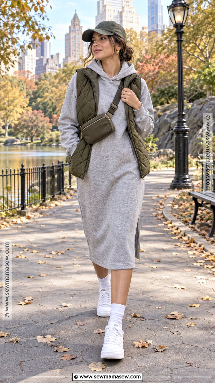 Casual Fall Hoodie Dress Outfit - 20 fall dress aesthetic ideas