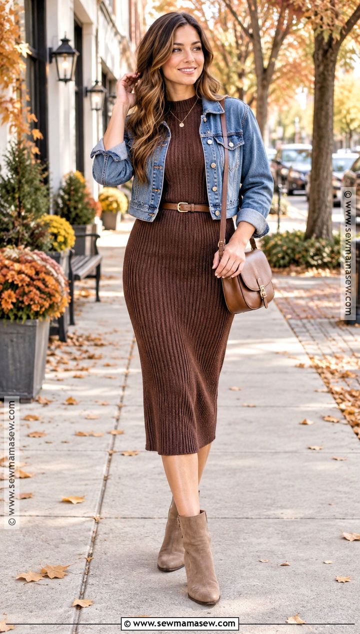 Casual Fall Knit Dress And Ankle Boots Outfit - 30 casual fall outfits