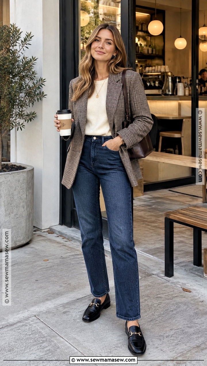 Casual Fall Outfit With Blazer And Dark Jeans - 15 casual capsule wardrobe fall ideas 2026