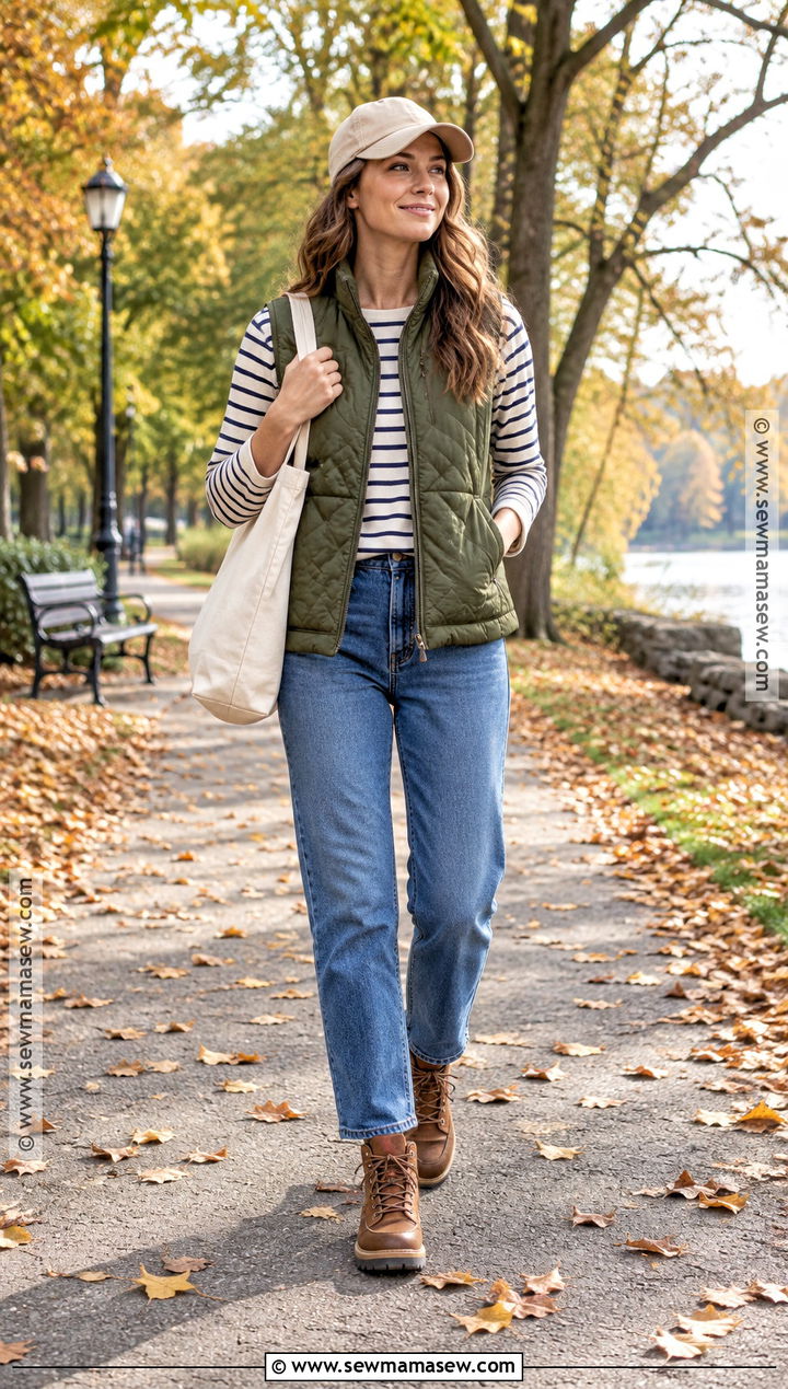 Casual Fall Outfit With Quilted Vest And Jeans - 15 Fall Fashion Casual Ideas 2026