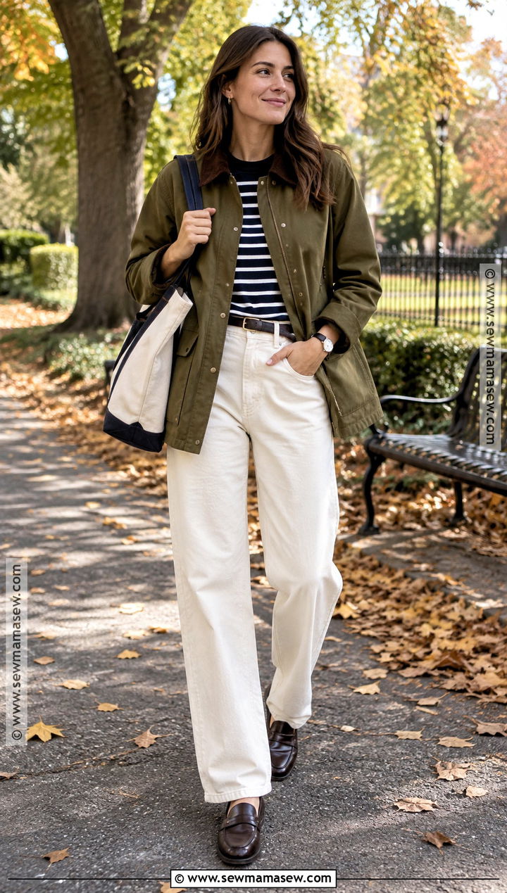 Casual Fall Outfit With a Barn Jacket and Trousers - 25 fall casual outfits