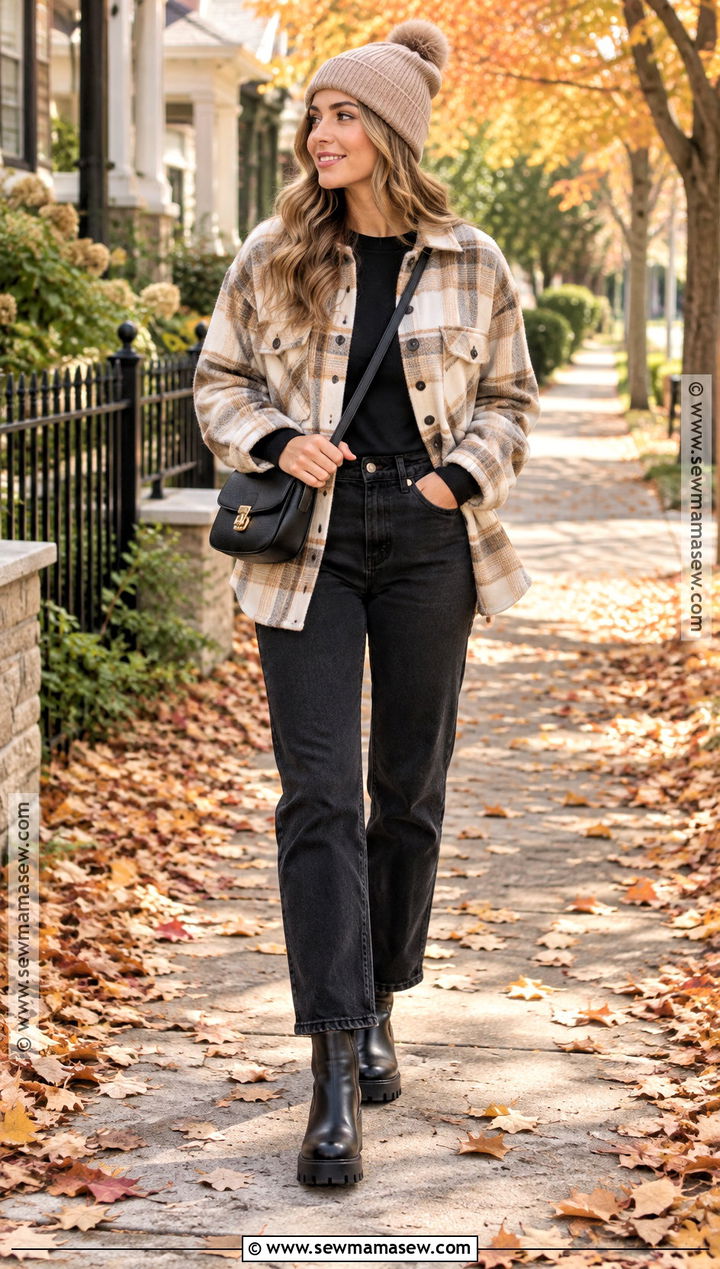 Casual Fall Outfit With a Shacket - 15 Cute Fall Outfit Ideas Casual