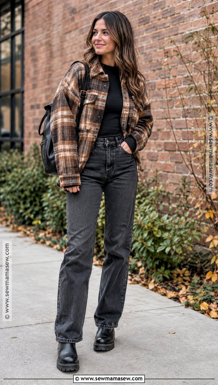 Casual Fall Shacket And Straight Leg Jeans Outfit - 20 outfit ideas fall casual