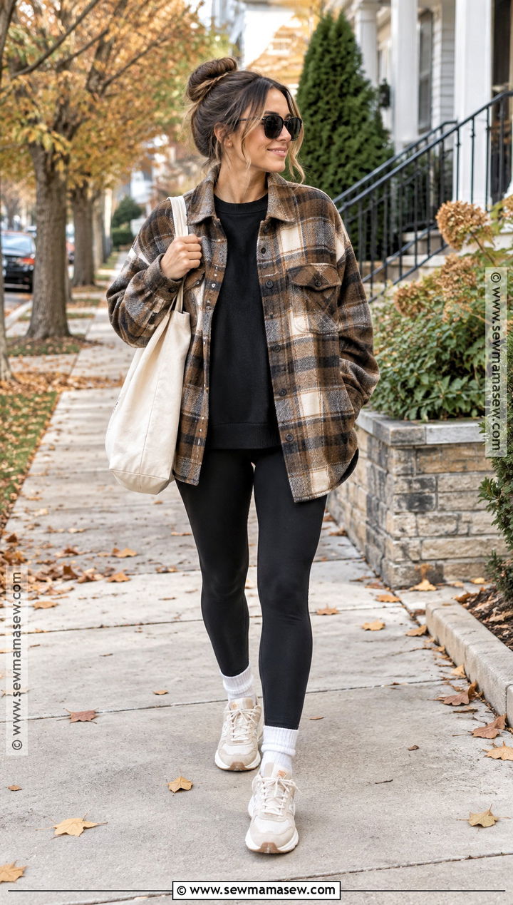 Casual Fall Shacket and Leggings Outfit - 15 Casual Fall Fashion Essentials