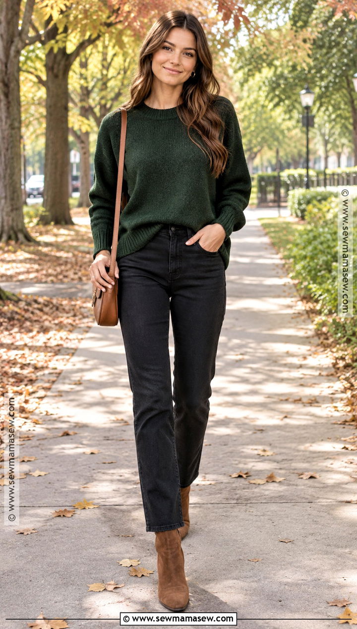 Casual Fall Sweater And Black Jeans Outfit - 20 outfit ideas fall casual
