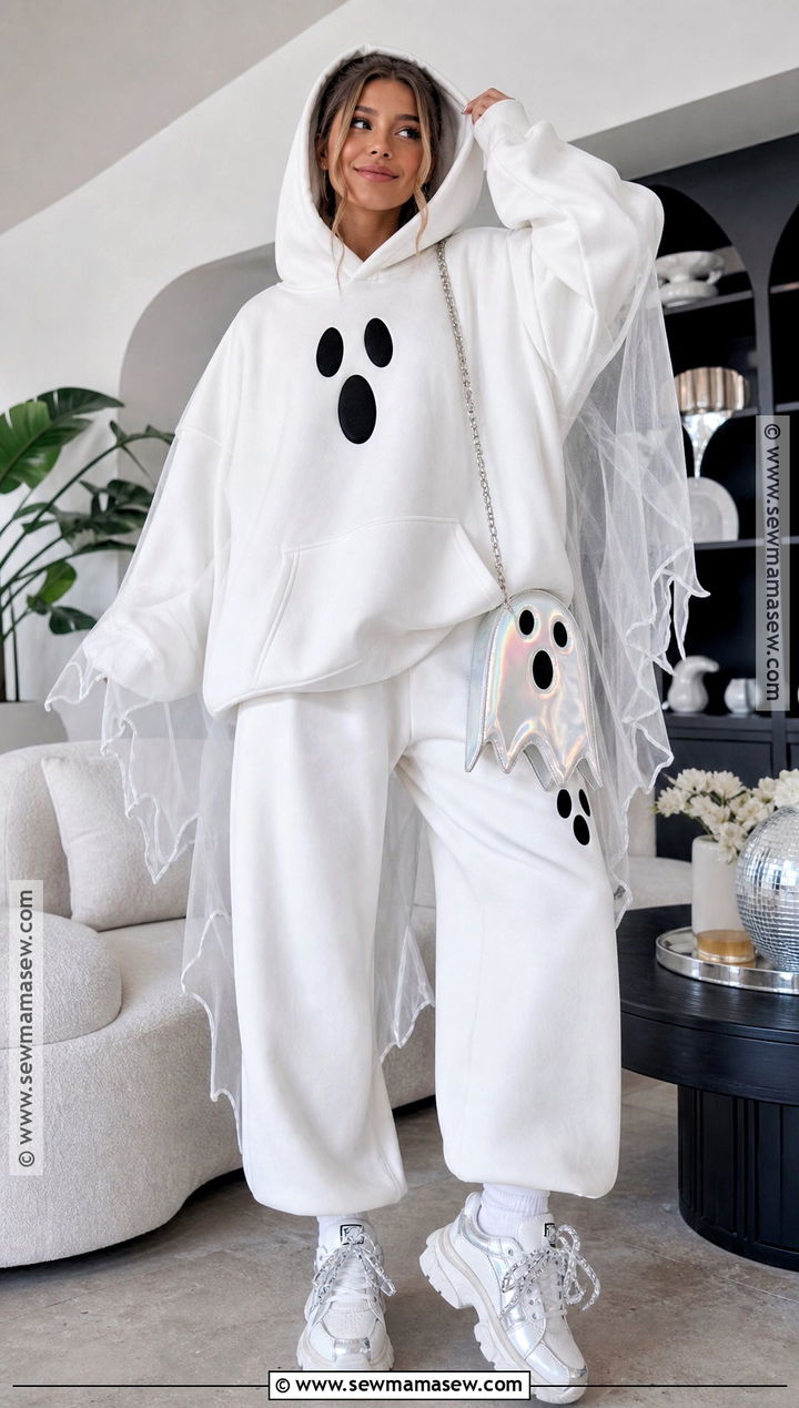 Casual Ghost Outfit With White Hoodie - 30 Ghost Outfit Ideas