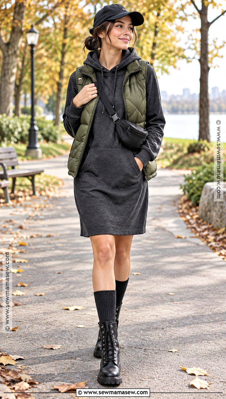 Casual Hoodie Fall Dress Outfit - 30 fall dress outfit ideas