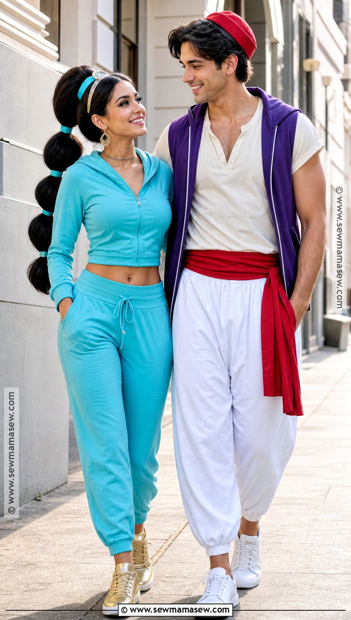 Casual Jasmine And Aladdin Costume With Sneakers - 35 Jasmine And Aladdin Costumes