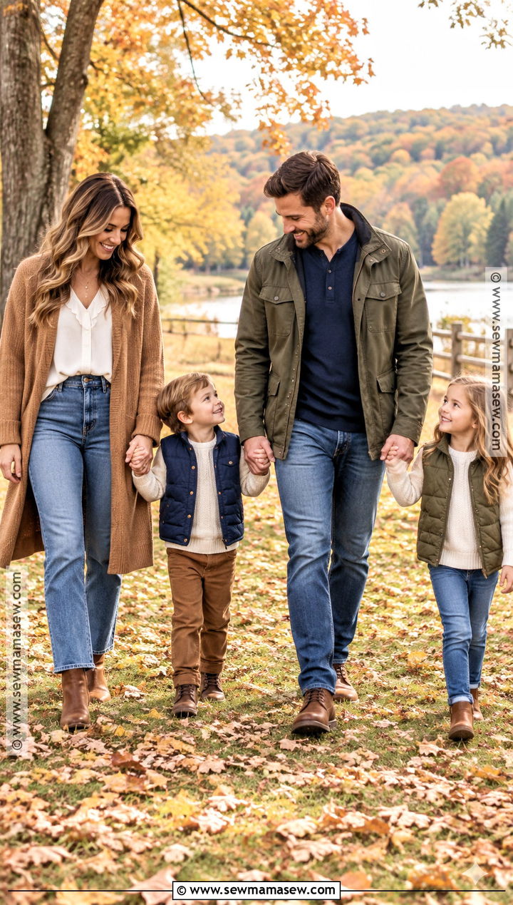 Casual Layered Fall Family Photoshoot Outfit - 15 outdoor fall family photoshoot outfits