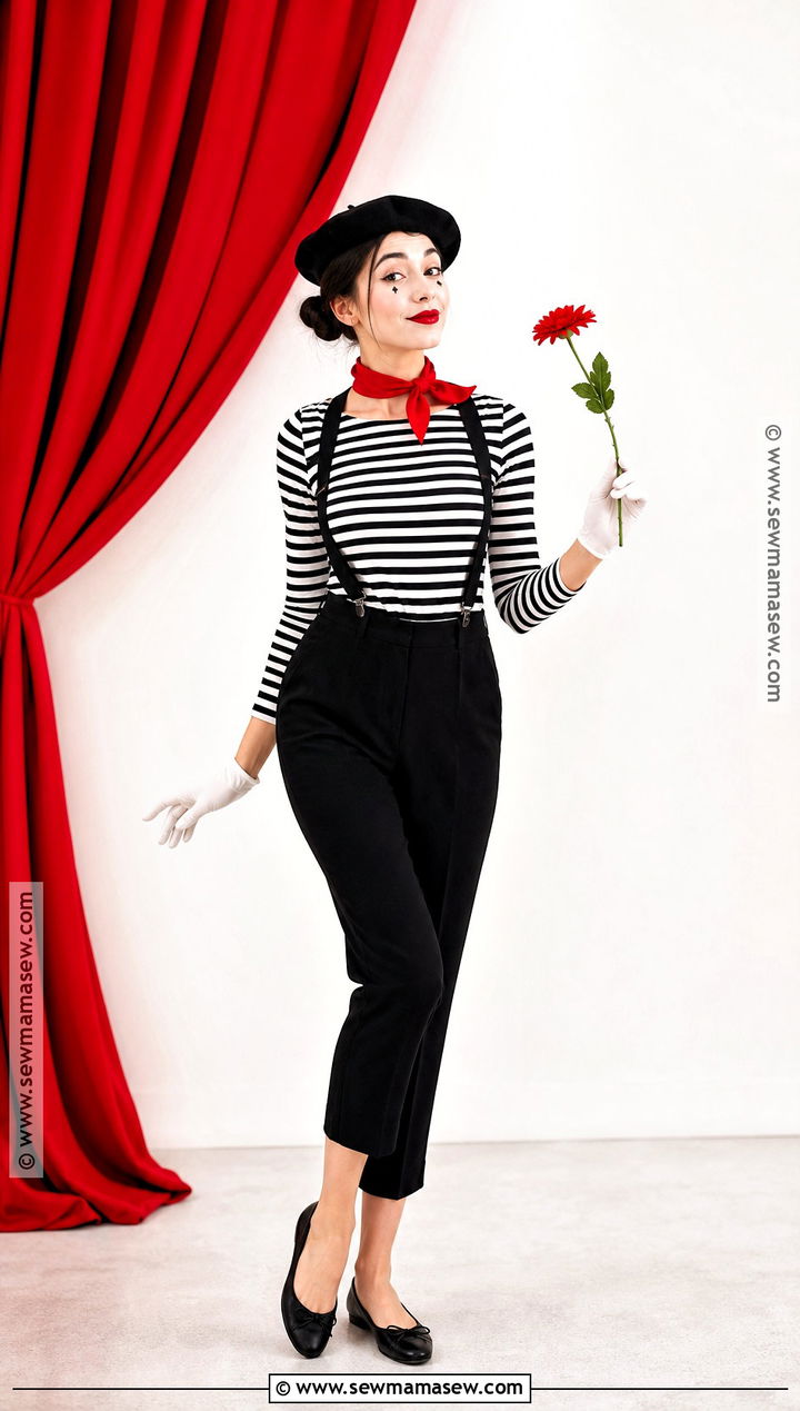 Casual Mime Costume With Stripes - 35 casual halloween costumes