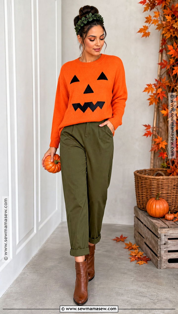 Casual Pumpkin Costume With Orange Sweater - 35 casual halloween costumes