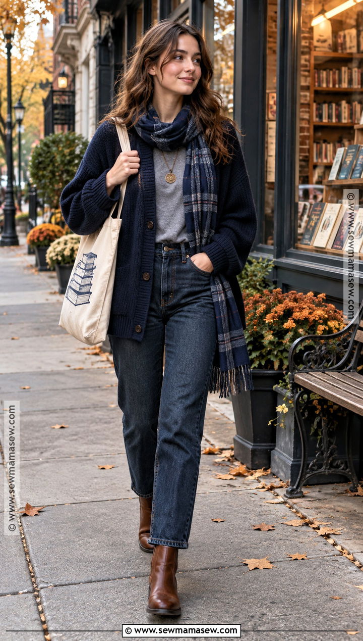 Casual Ravenclaw Cardigan And Jeans Outfit - 15 Ravenclaw Fall Outfit Ideas