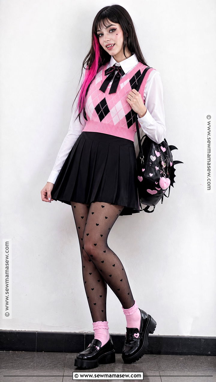 Casual School Draculaura Cosplay Outfit - 30 Draculara Cosplay Outfit Ideas