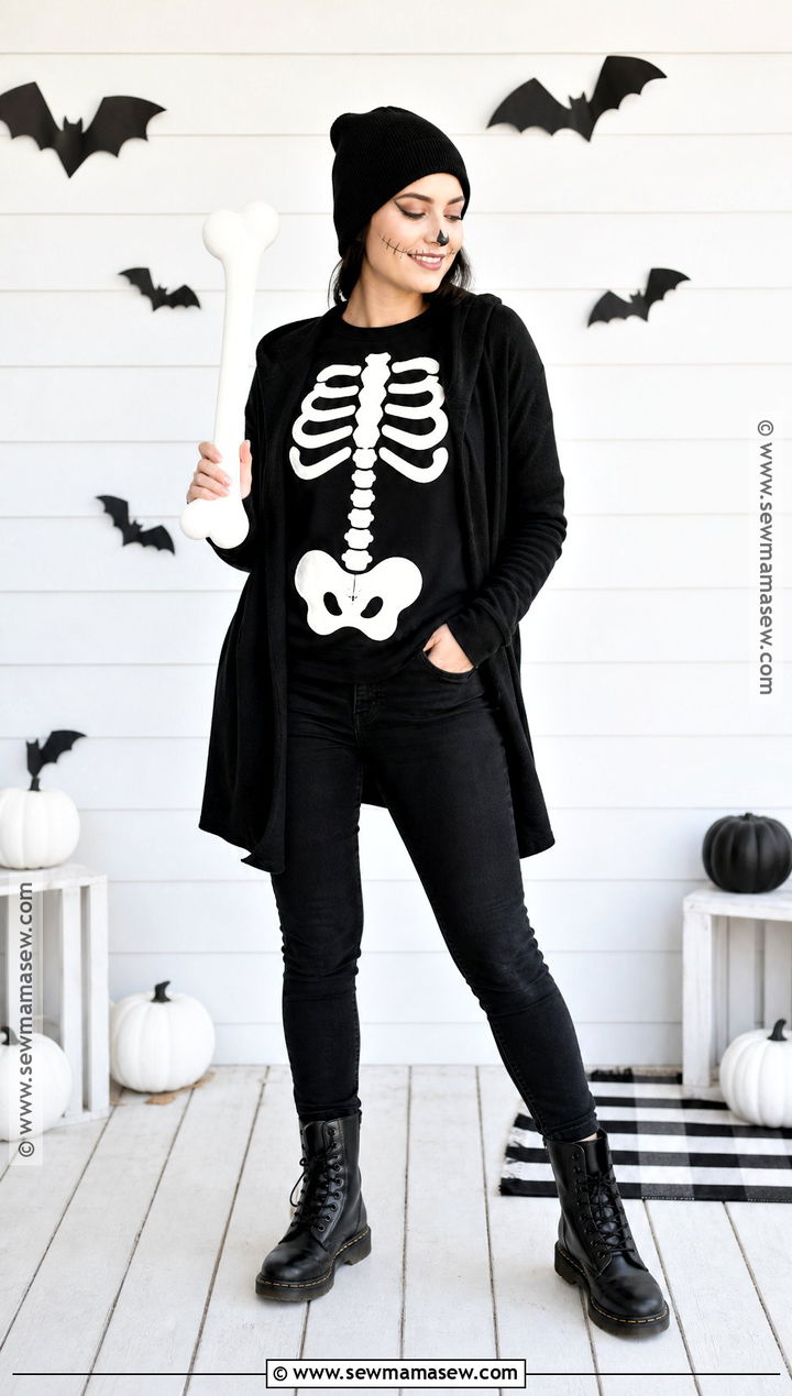 Casual Skeleton Costume With Black Jeans - 35 casual halloween costumes