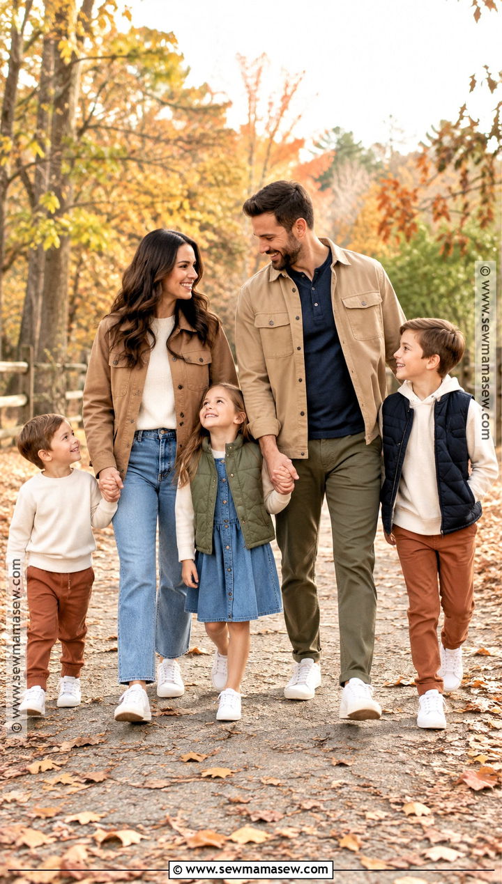 Casual Sneakers And Fall Layers For Family Pictures - 15 outfit ideas for family pictures fall
