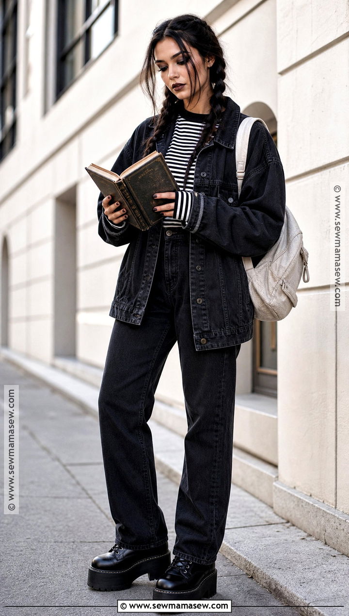Casual Striped Wednesday Addams Outfit - 45 wednesday addams outfit ideas