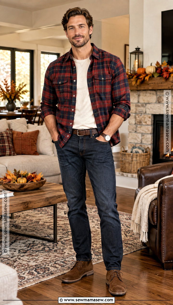 Casual Thanksgiving Flannel Shirt Outfit - 20 thanksgiving outfit ideas for men