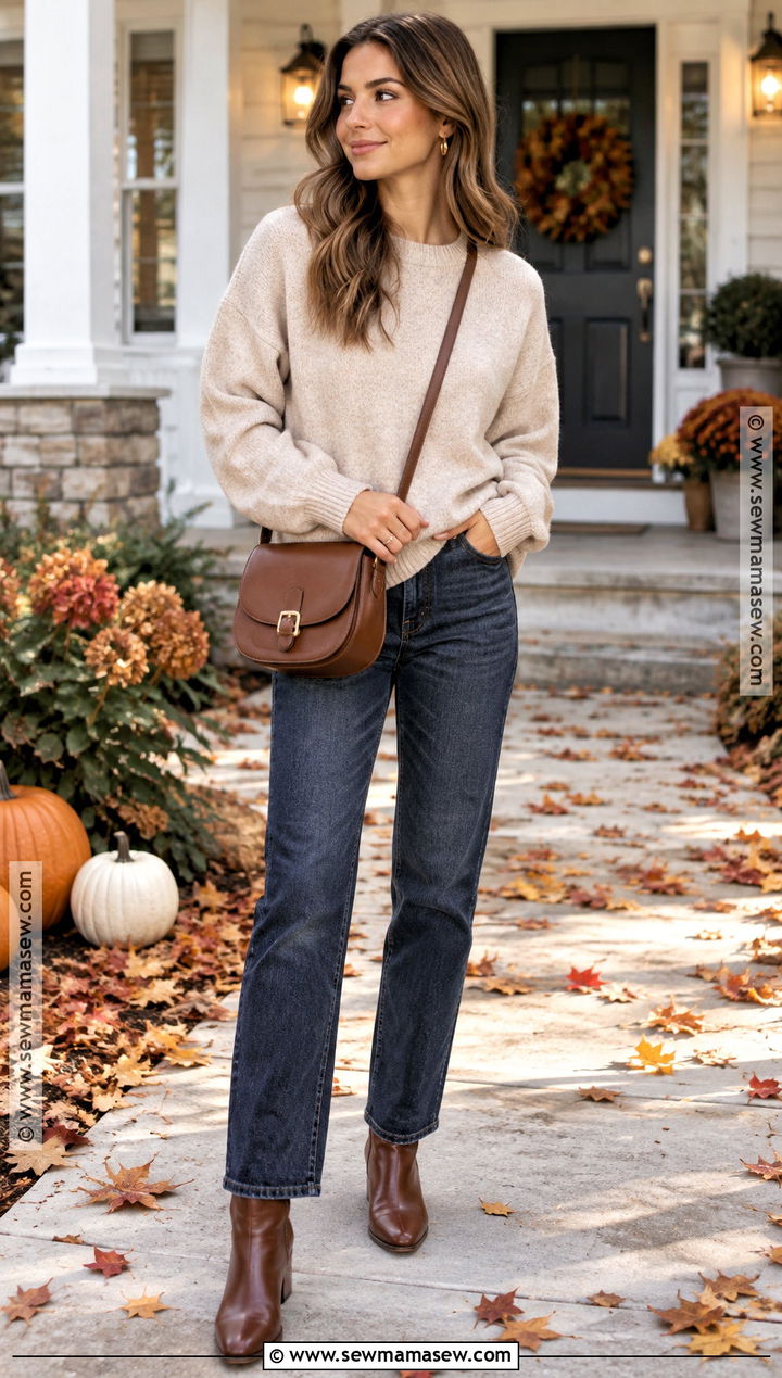 Casual Thanksgiving Outfit With Sweater And Jeans - 25 thanksgiving outfit ideas for women