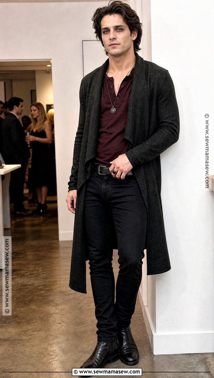 Casual Vampire Outfit With Cardigan - 30 male vampire outfit ideas