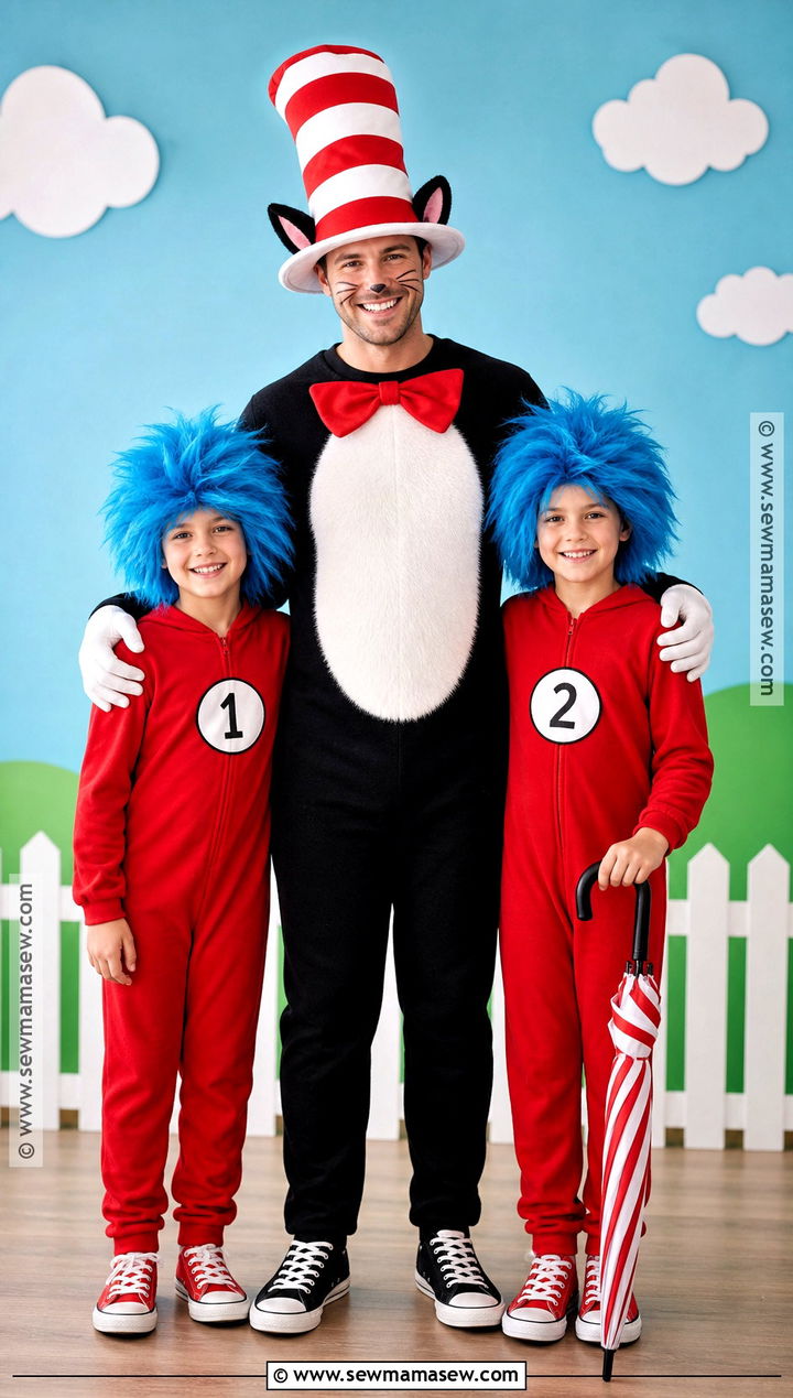 Cat In The Hat And Things Costume - 30 cute family halloween costumes for 3