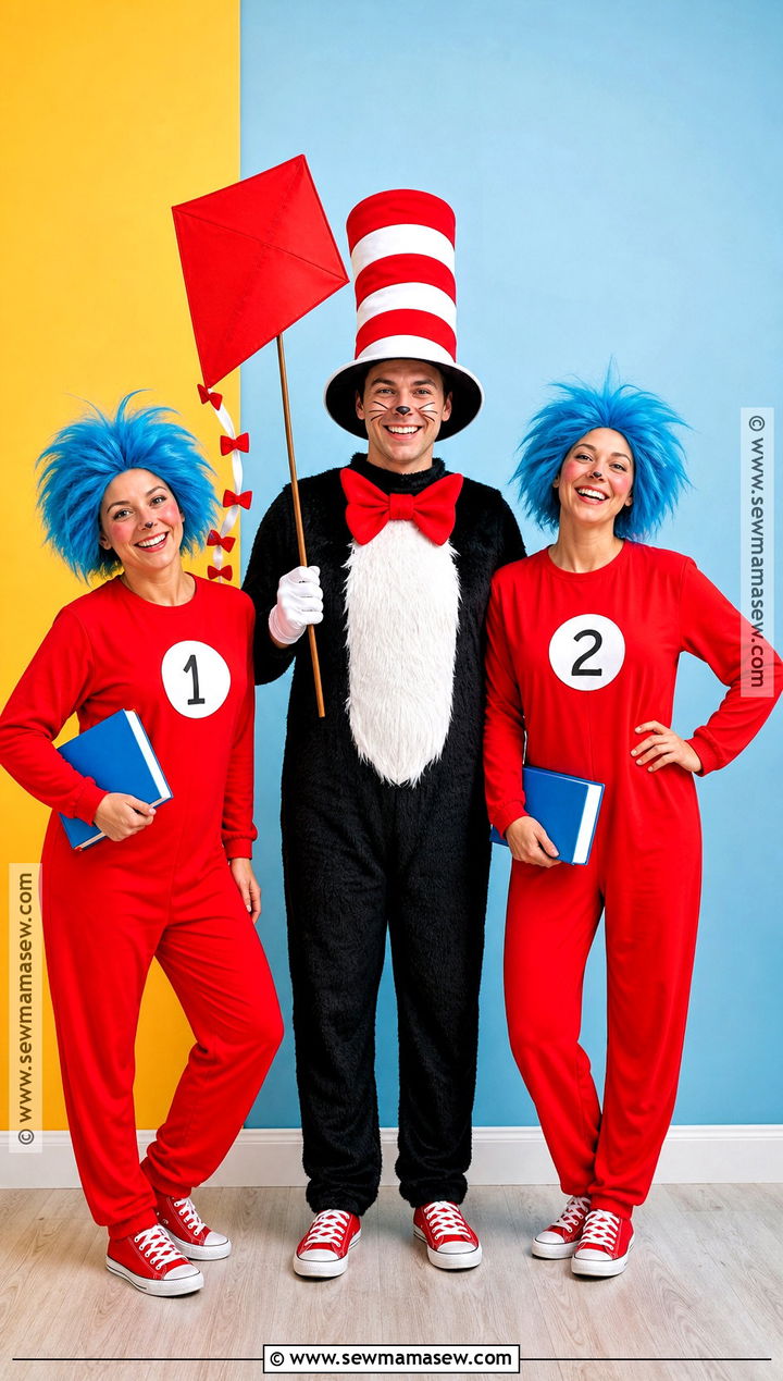 Cat In The Hat And Things Costume - 45 3 person halloween costume ideas