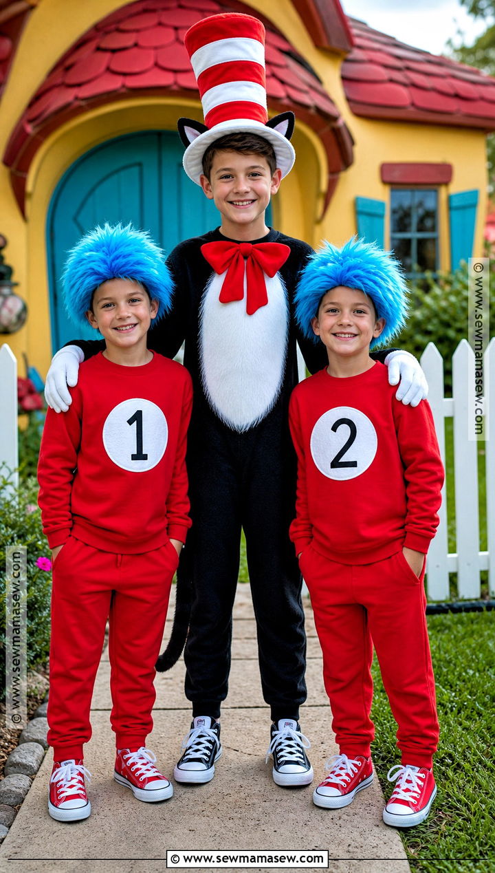 Cat In The Hat And Things Sibling Costume - 35 sibling costume ideas
