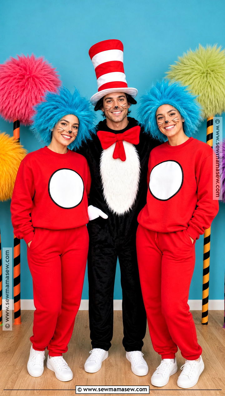 Cat In The Hat And Things Trio Costume - 30 Easy Trio Halloween Costumes