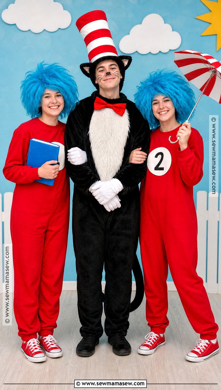 Cat In The Hat And Things Trio Costume - 30 simple trio halloween costumes