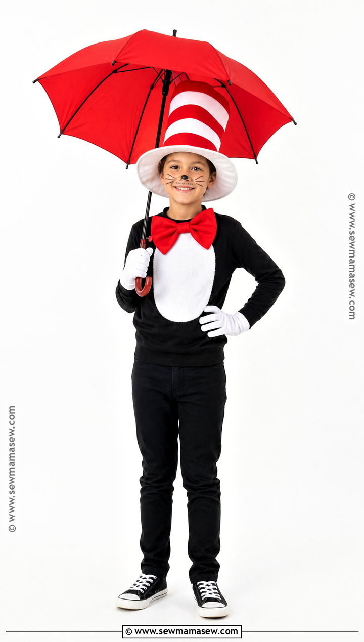 Cat In The Hat Costume With Red Bow Tie - 40 book character costumes for kids