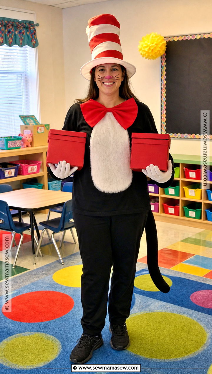 Cat In The Hat Costume With Striped Hat - 30 teacher book character costumes