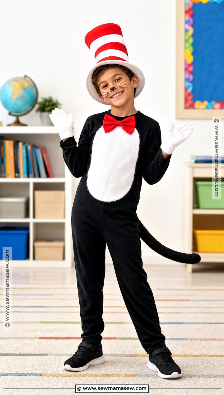 Cat In The Hat Costume With Striped Hat - 30 book character dress up day ideas