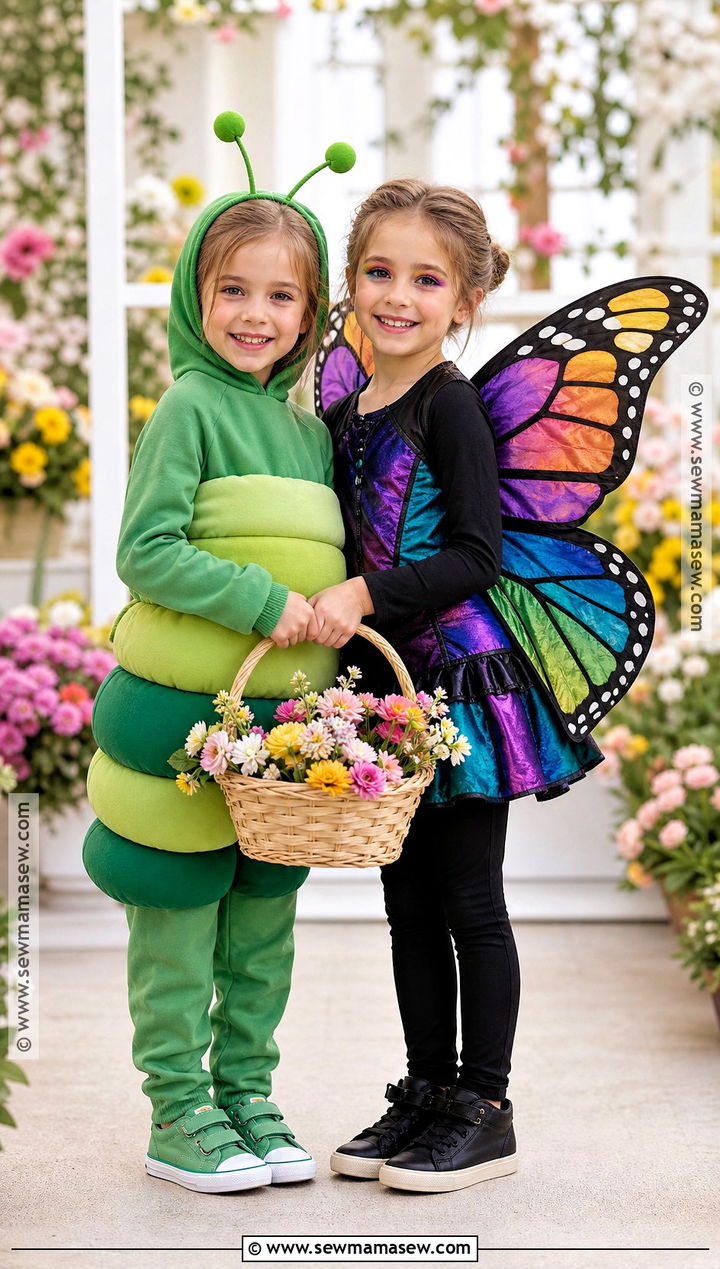 Caterpillar And Butterfly Twin Costume - 35 twin costume ideas