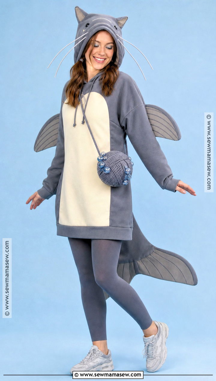 Catfish Costume With Gray Whiskers - 30 Fish Costume Ideas for Women
