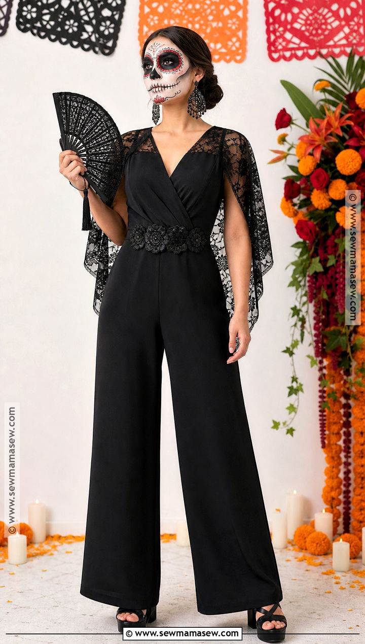 Catrina Jumpsuit Outfit - 35 day of the dead outfit ideas