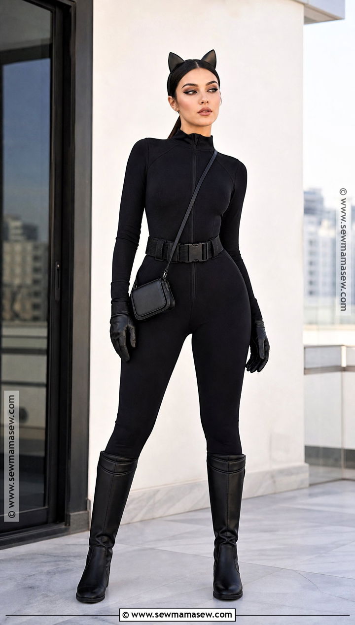 Catwoman Costume With Black Jumpsuit - 30 Single Halloween Costumes for Women