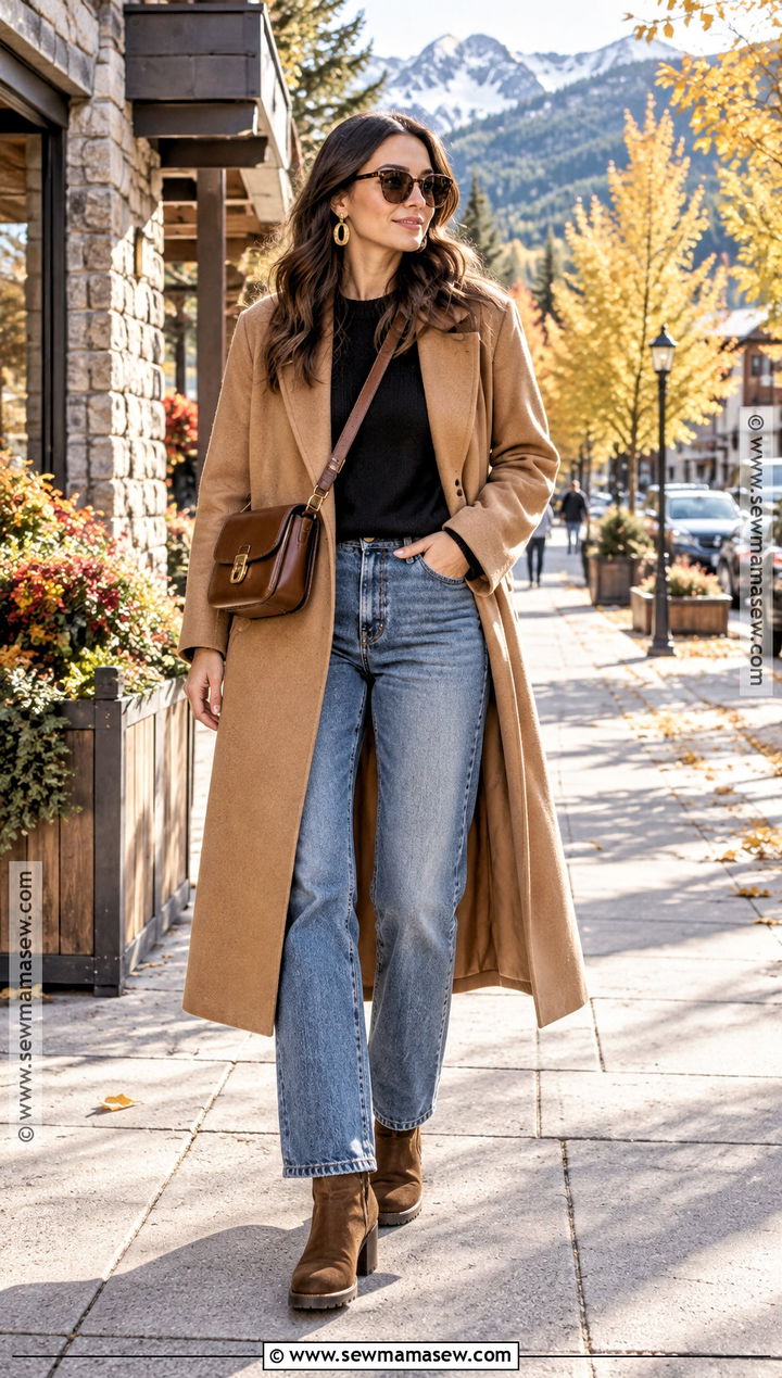 Celebrity Fall Coat And Relaxed Jeans Outfit - 15 celebrity fall fashion ideas