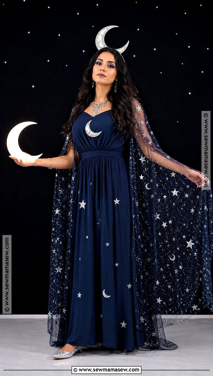 Celestial Moon Costume With Star Cape - 30 costume party aesthetic ideas