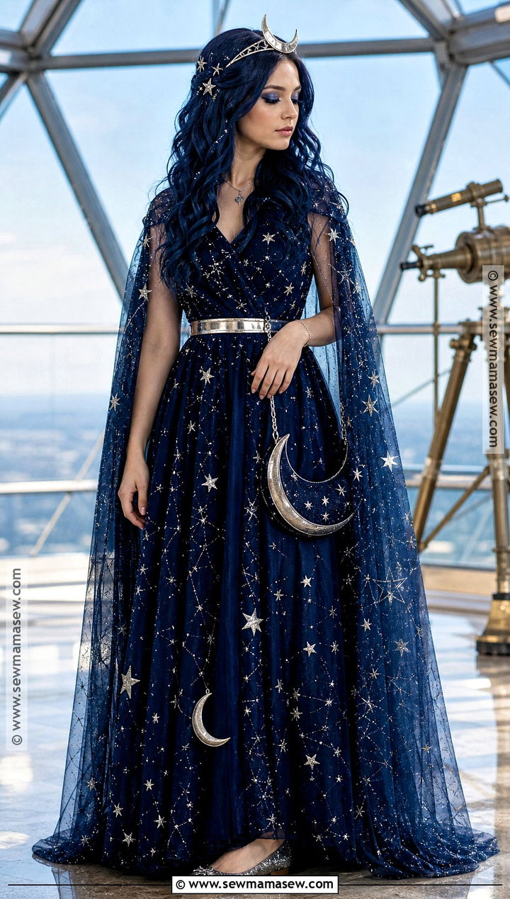 Celestial Princess Costume With Navy Gown - 30 Princess Costume Ideas for Women